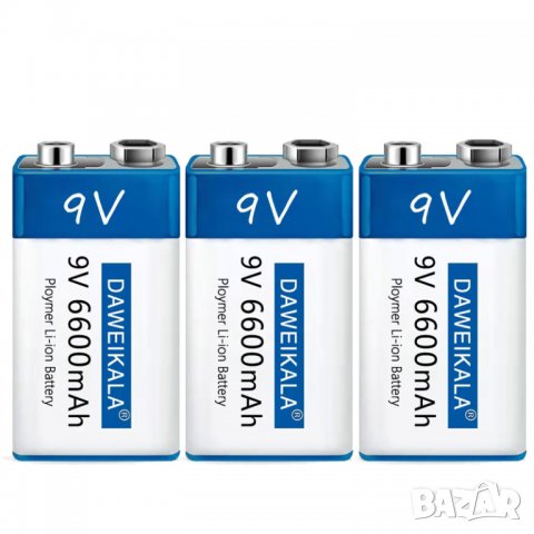 Презареждаема батерия 9V, Акумулаторна батерия 9 волта, девет волтова презареждаща батерия 6600mAh, снимка 5 - Друга електроника - 39300614