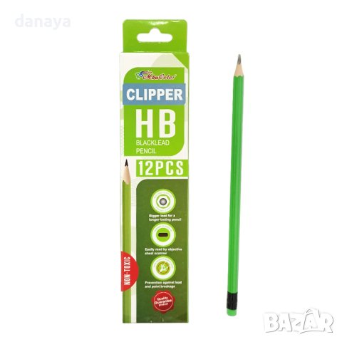 2385 Комплект графитни моливи HB с гума, 12 броя в кутия, снимка 6 - Ученически пособия, канцеларски материали - 34030542