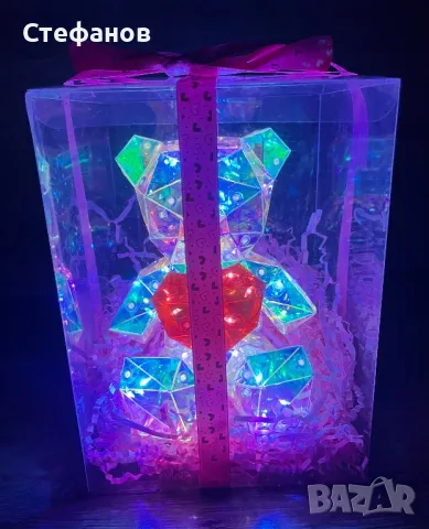 Светещо мече в дизайнерска опаковка, 3D LED, годишнина, рожден ден, подарък, снимка 3 - Декорация за дома - 48900807