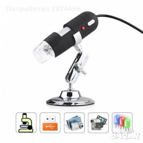 1134 USB дигитален микроскоп с 1000х и 8 LED светлини, снимка 2 - Друга електроника - 35819214
