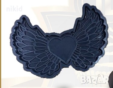 Грамадни отворени крила със сърце силиконов молд форма фондан гипс шоколад декор украса, снимка 2 - Форми - 42201650