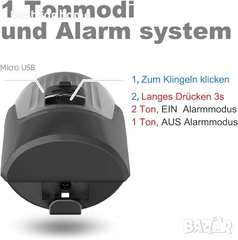 Електрически звънец за велосипед, 125dB алармена система против кражба, снимка 2 - Аксесоари за велосипеди - 53709180