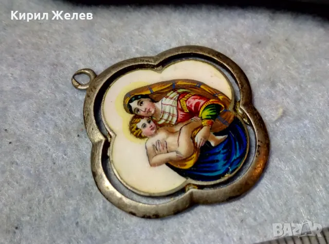 Старинна ЕМАЙЛИРАНА СРЕБЪРНА ИКОНКА ХУДОЖЕСТВЕНА РЪЧНА ИЗРАБОТКА РИСУВАНА ВИСОКА ПРОБА СРЕБРО 26466, снимка 6 - Антикварни и старинни предмети - 48818561