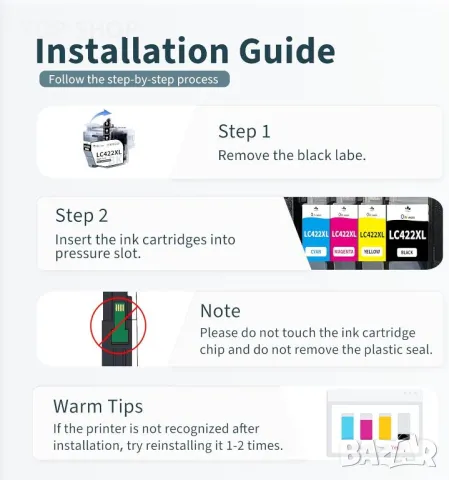 OINKWERE LC422XL LC-422XL Касети с мастило за Brother LC422 за Brother MFC-J5340DW MFC-J5345DW-4 бр., снимка 5 - Консумативи за принтери - 49500174