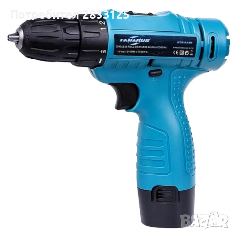 Комплект безжичен винтоверт с Led осветление, батерия и куфар - всичко под ръка, снимка 7 - Винтоверти - 53760190