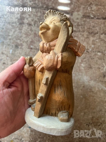 Таралеж фигурка дървена ръчно правена ГДР , снимка 2 - Декорация за дома - 51169644