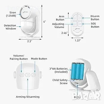 CPVAN Силна аларма със сензор за движение 125 dB, снимка 5 - Друга електроника - 48762364