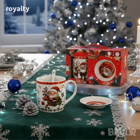 Премиум коледен подаръчен сет – керамична чаша с аксесоари, снимка 2 - Декорация за дома - 52651235