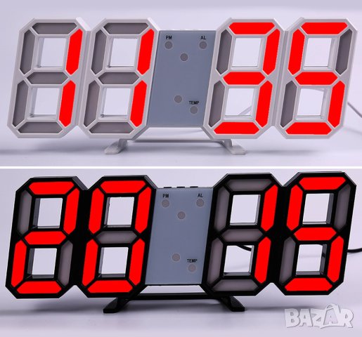 Настолен 3D LED Часовник – час, дата, температура - USB, светещ, снимка 5 - Стенни часовници - 41570124