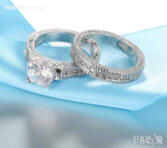 Сребърни пръстени, австрийски кристали, сапфир, смарагд, аметист, топаз, снимка 15 - Пръстени - 32502529