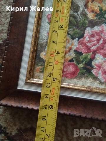 Картина стара дървена гоблен 42817, снимка 5 - Антикварни и старинни предмети - 51702670