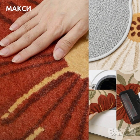 Прекрасен лек и много мек винтидж килим с красиви цветя, неплъзгаща се основа, сгъващ се, перящ се в, снимка 2 - Килими - 52617518