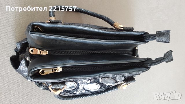 Чанта с пайети и имитация на змийска кожа. , снимка 5 - Чанти - 41523028