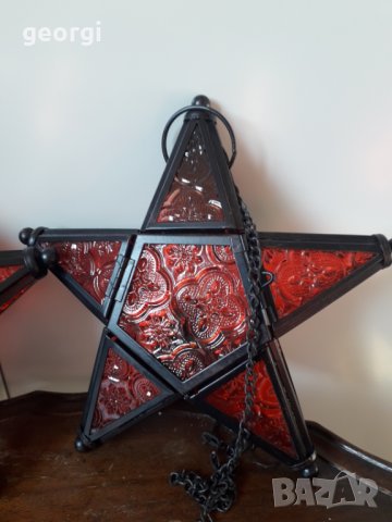 Коледни стъклени витражни фенери звезда, снимка 12 - Декорация за дома - 34150274