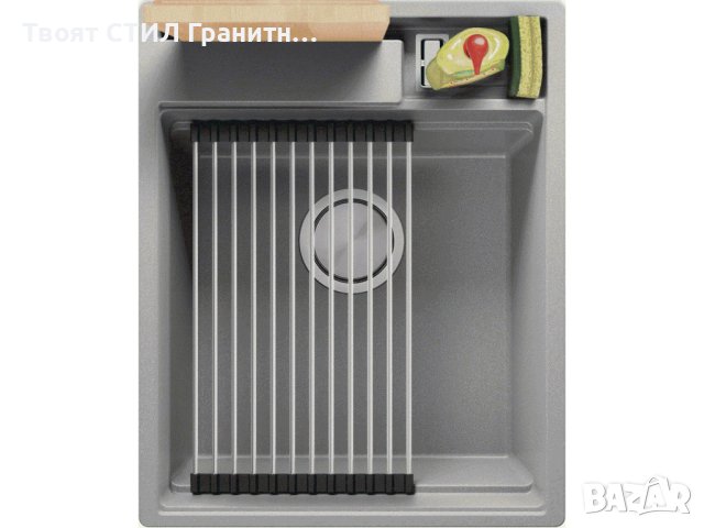  Кухненска Мивка от гранит модел Осло 45 Премиум 430 x 530 мм Сива