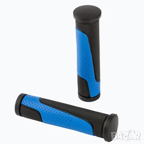 Черно сини гумени ръкохватки за велосипед 120 mm