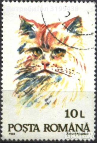 Клеймована марка Фауна Котка 1993 от Румъния