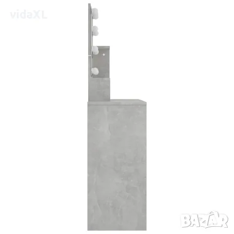 vidaXL Тоалетка с LED, бетонно сива, 86,5x35x136 см, снимка 6 - Маси - 56147807