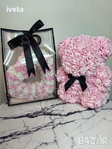 Сърце и мече от рози 