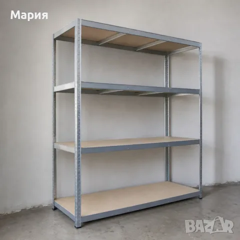 Метален гаражен стелаж HÖGLER 180x160x60 см – 4 рафта, до 1200 кг, поцинкована стомана, снимка 5 - Стелажи и щандове - 55708932