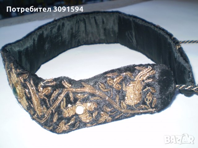    Черен дамски колан  бродерия сърмен конец, снимка 2 - Антикварни и старинни предмети - 34730631