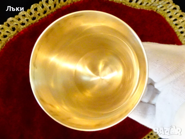 Разкошна бронзова чаша за вино 16 см.,барок. , снимка 2 - Антикварни и старинни предмети - 52228110