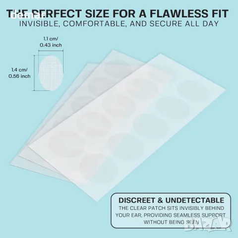 Поддържащи лепенки за ушни миди на Base Laboratories за пробити уши – 210 (3 X 70) прозрачни, снимка 6 - Други - 49269692