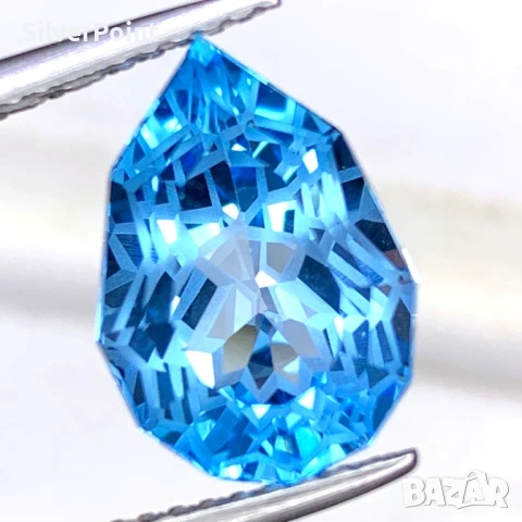 Топаз син с фензи шлифовка ЩИТ, снимка 2 - Други - 51011454