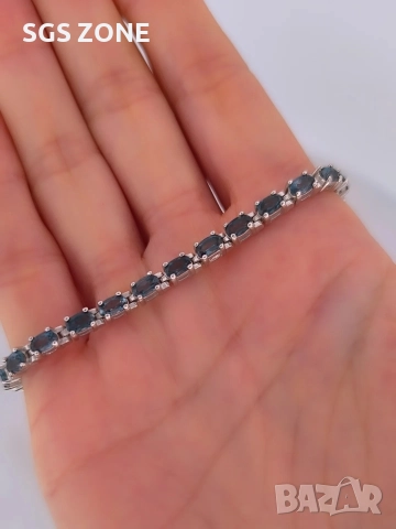 Ръчно изработена сребърна гривна с топаз Лондон, снимка 4 - Гривни - 52582096