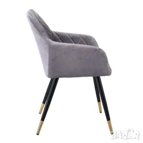 Стол Фотьойл трапезен Rena велур сиво, снимка 2 - Столове - 47640513