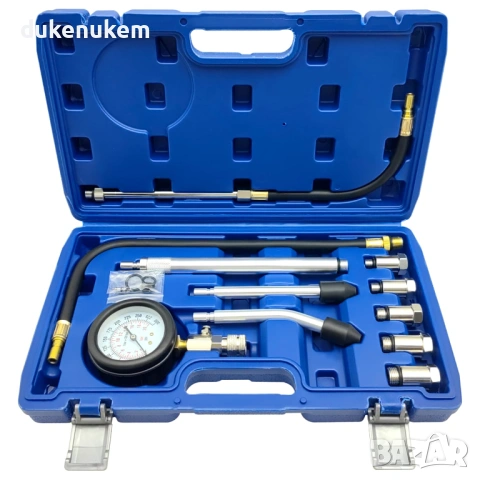 Комплект за измерване на компресия и тест за течове в цилиндрите – 11 части