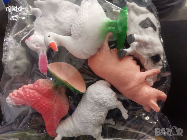 6 Домашни животни ферма заек крава прасе кокошка агне пате пластмасови фигурки играчки, снимка 2 - Фигурки - 40998860