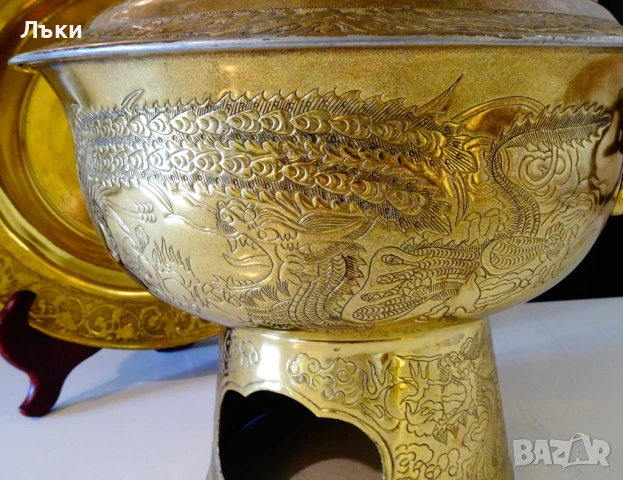 Китайско бронзово барбекю,тенджера на дървени въглища. , снимка 6 - Антикварни и старинни предмети - 53773424