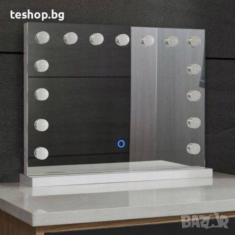 Огледало за баня Aquamarin Holywood LED 58 x 43 см, снимка 3 - Огледала - 53775844