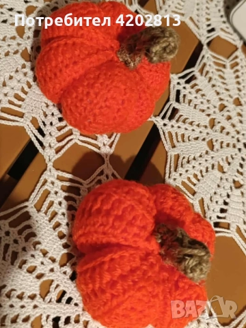Ръчна изработка . Плетени тикви на една кука а една кука , снимка 8 - Декорация за дома - 51915519