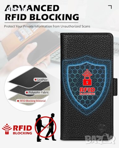 Калъф SHIELDON за Galaxy S24 Ultra 6.8" от естествена кожа, защитен, удароустойчив, зърнесто черно, снимка 6 - Калъфи, кейсове - 44184855