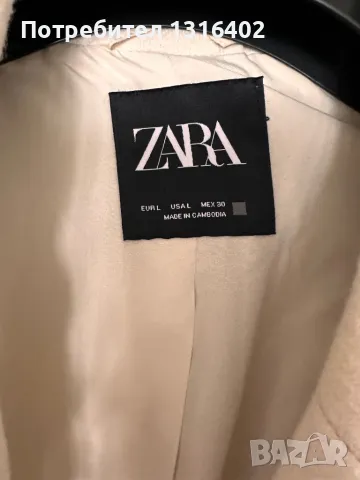 Дамско бяло палто Zara размер L, снимка 2 - Палта, манта - 49503764