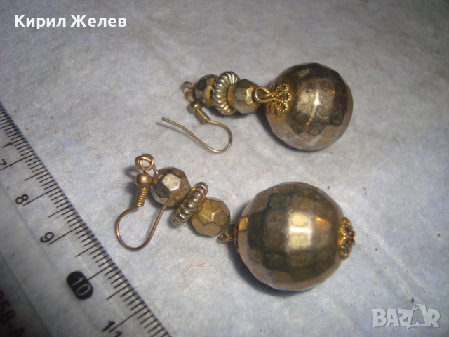 ЗЛАТИСТИ СТИЛНИ РЕТРО АРТ ДЕКО СТАРИ ОБЕЦИ 20814, снимка 4 - Обеци - 36470676