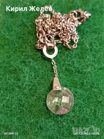 Сребърно колие с висулка кристал фешън АРТ БИЖУ майсторска изработка 30810