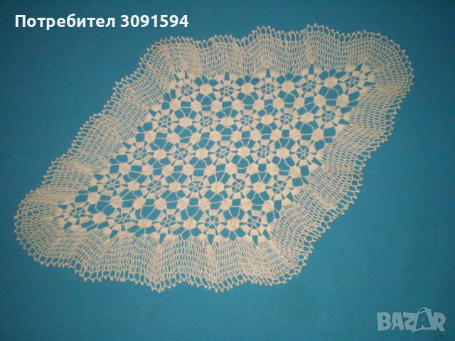 Винтидж  плетена на една кута покривчица цвят екрю, снимка 4 - Антикварни и старинни предмети - 41940675