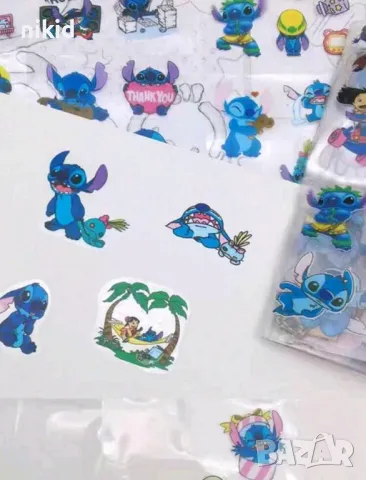 100 малки Лило Стич lilo stitch самозалепващи лепенки стикери за украса декор картонена торта парти, снимка 4 - Други - 49472108