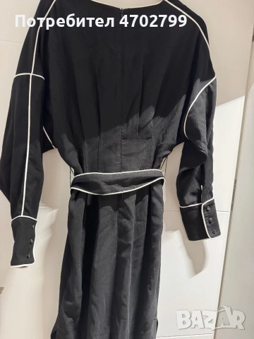 Karen Millen Petite Mono Satin Woven Crepe Contrast Piping Maxi Dress, снимка 8 - Рокли - 53029051