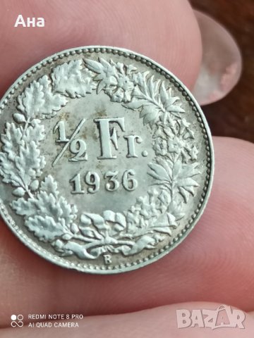 1/2 франк Швейцария 1936 г буква B рядка монета

, снимка 5 - Нумизматика и бонистика - 41677024