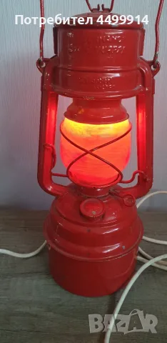 Стара лампа тип фенер Feuerhand преработена в настолна лампа, снимка 5 - Антикварни и старинни предмети - 56211712