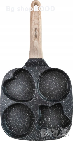 Тиган за яйца и бургер Bizaical, 4 секции, незалепващ, 19x19 см, 515 гр., снимка 8 - Съдове за готвене - 53798865