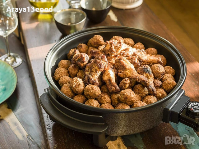 Bestron AHP1200 Електрически тиган с незалепващо покритие и стъклен капак 1500 W / 28,5 см, черен, снимка 2 - Други - 53793563