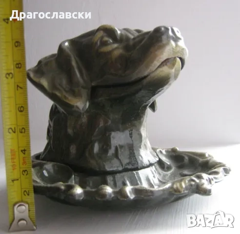 мастилници, стари, СТАРА БЪЛГАРСКА МАСИВНА МЕТАЛ МАСТИЛНИЦА, ГЪЛЪБ птица, пиле, барок, фигура антика, снимка 12 - Антикварни и старинни предмети - 28898864