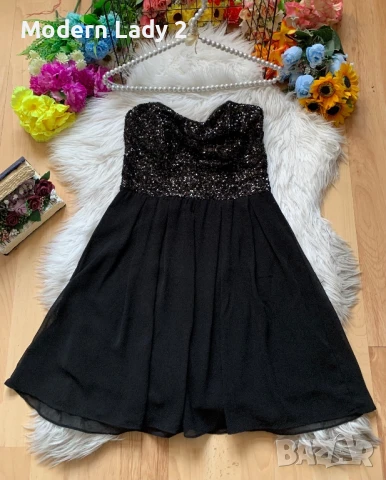 Черна рокля с пайети