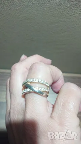 сребърен пръстен с цирконии, снимка 5 - Пръстени - 48707665