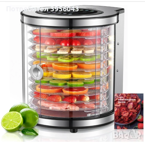 Сушилня / Дехидратор 10 нива за плодове и месо, 850W, LCD, инокс